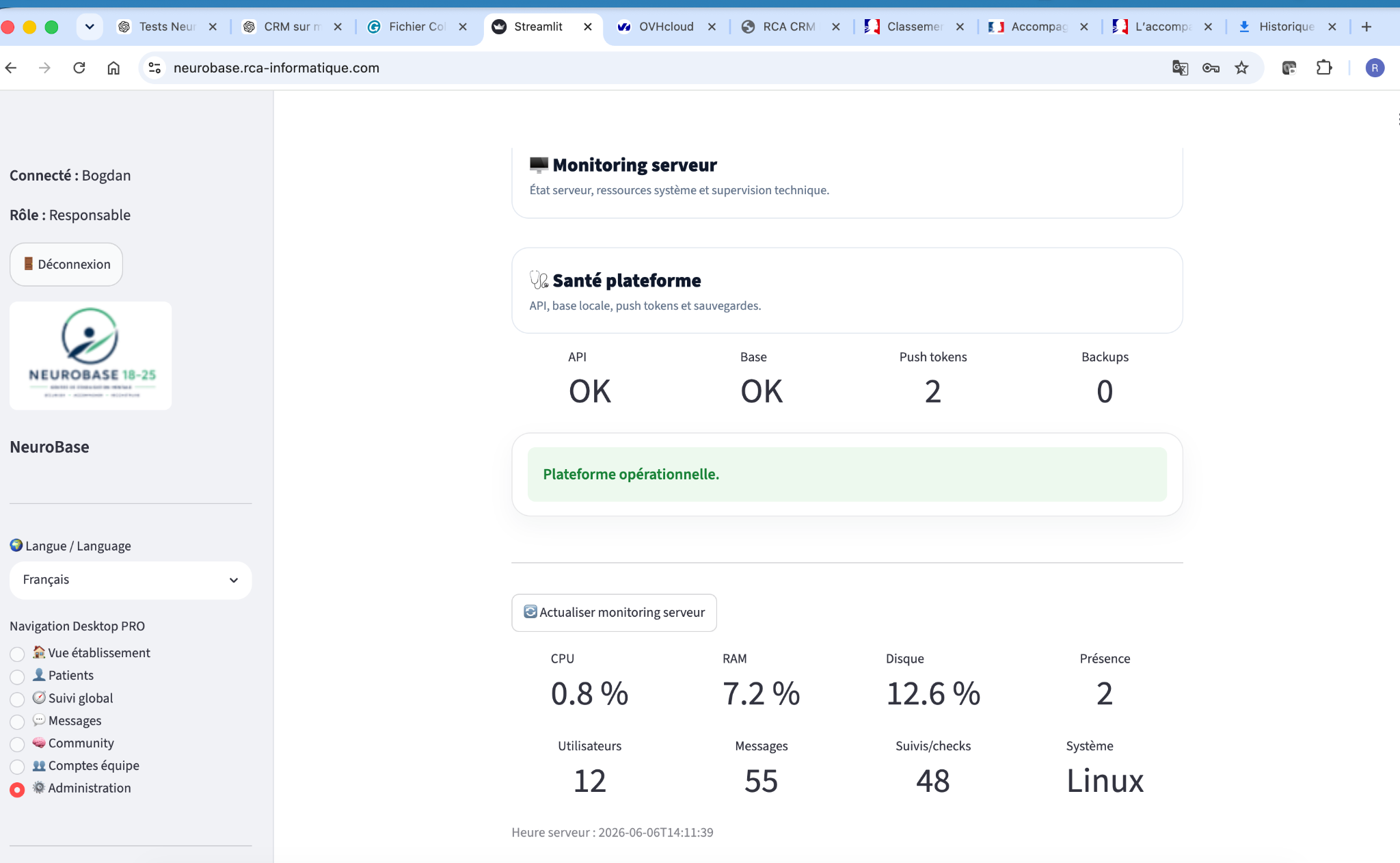 Supervision plateforme et VPS